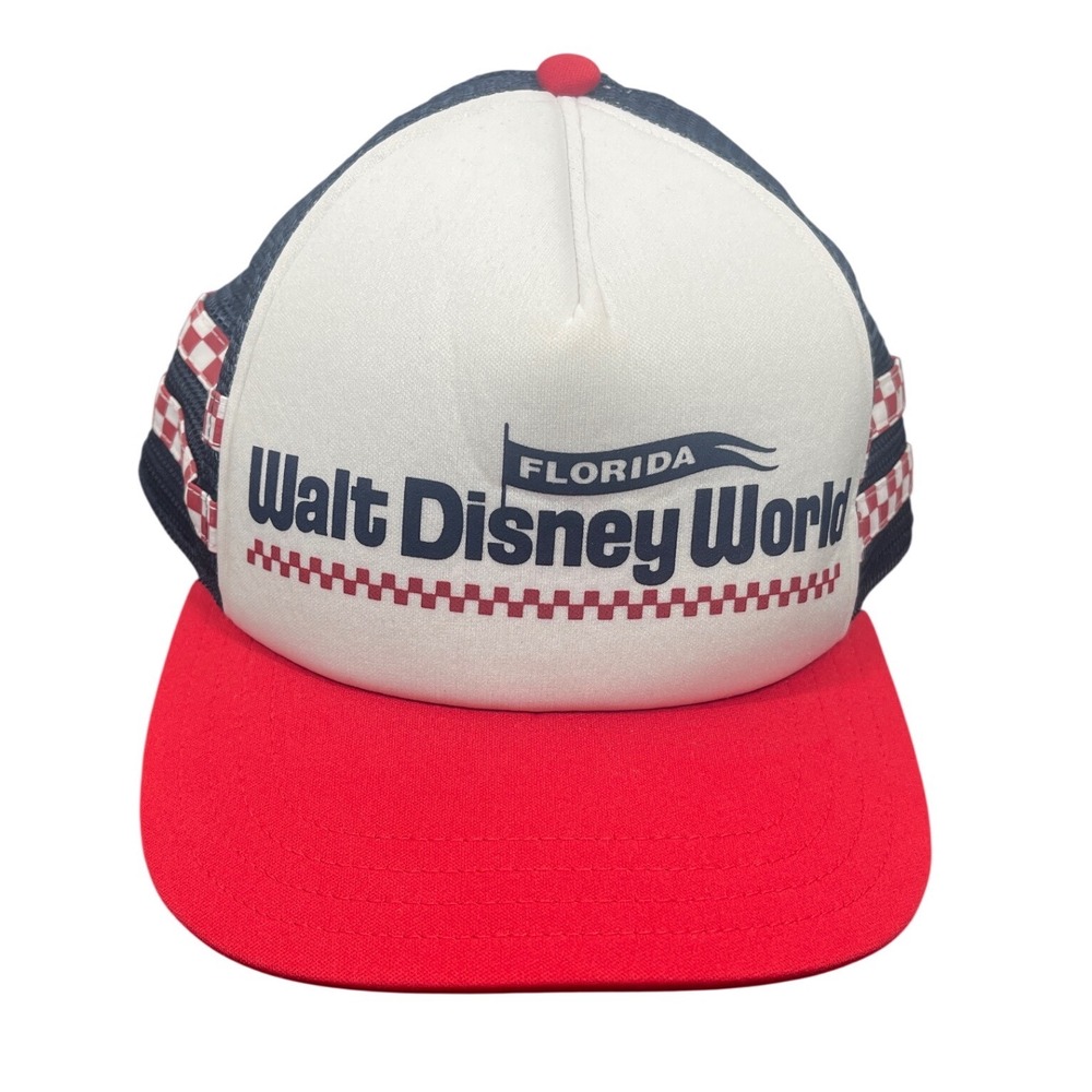 Vans Walt Disney World Florida Trucker Hat Navy Red White Checkerboard Snapback